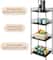 Black 4-Tier Bathroom Storage Rack Metal Shelving Unit with Wood Shelves